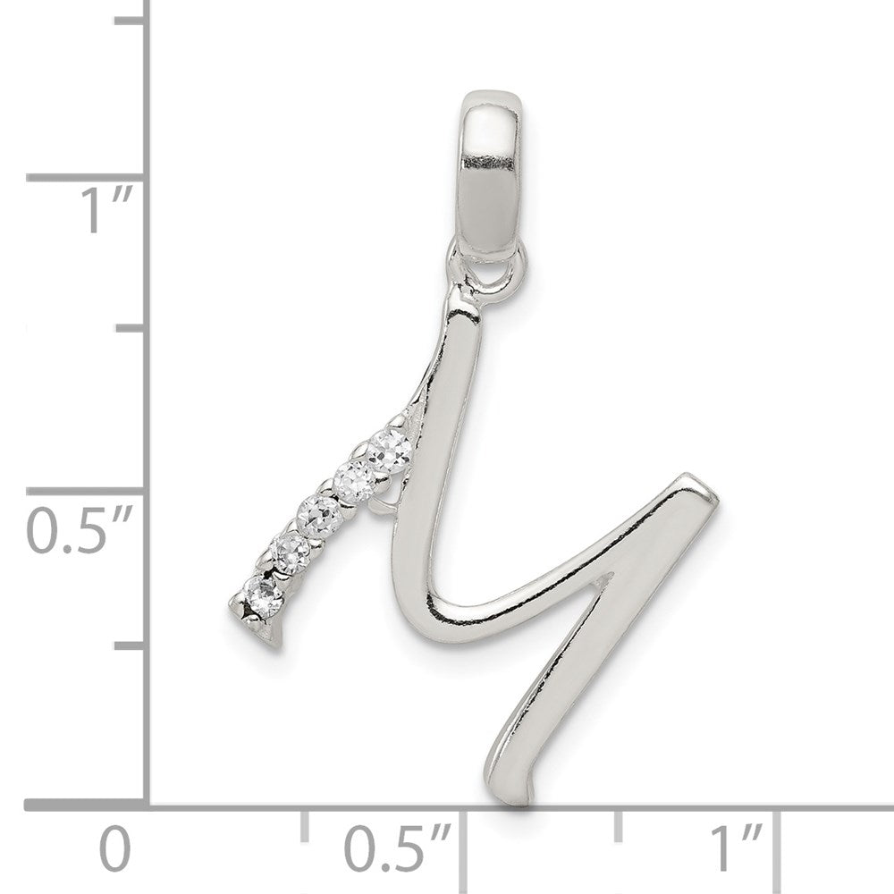 Sterling Silver Cz Letter M Initial Pendant