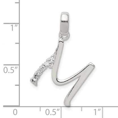 Sterling Silver Cz Letter M Initial Pendant
