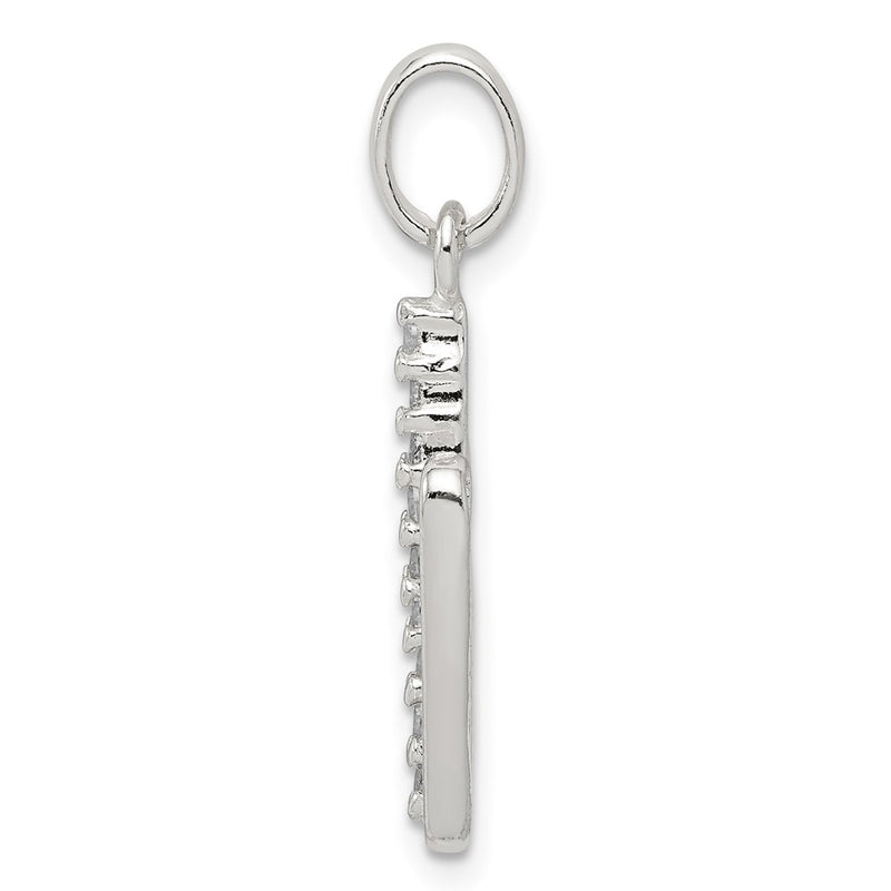Sterling Silver Cz Letter N Initial Pendant