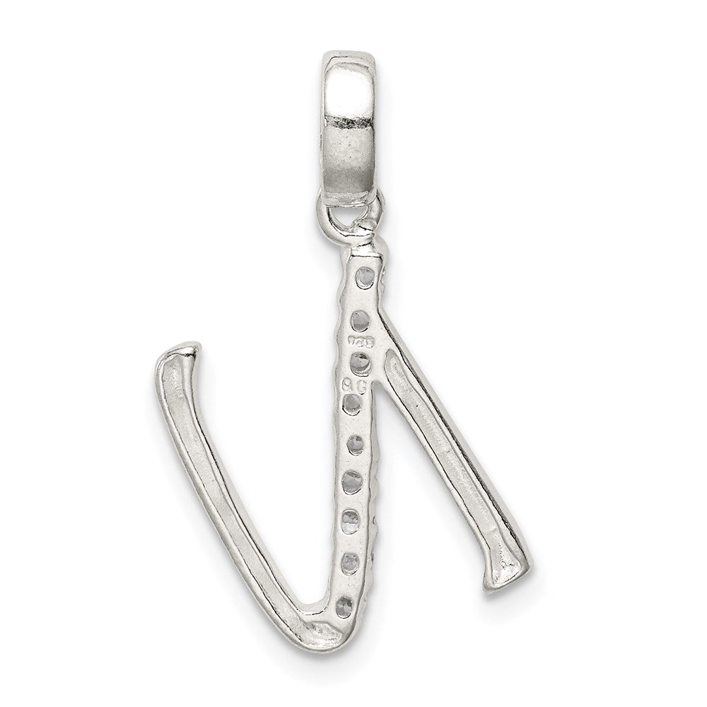 Sterling Silver Cz Letter N Initial Pendant