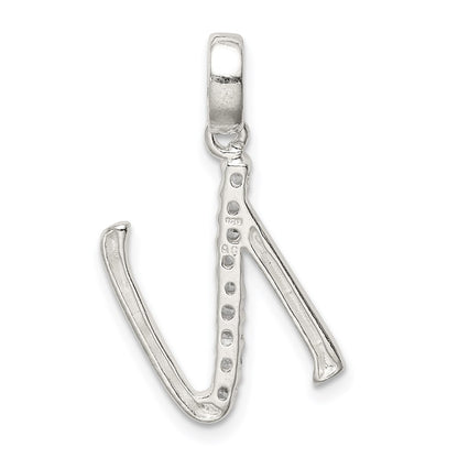 Sterling Silver Cz Letter N Initial Pendant