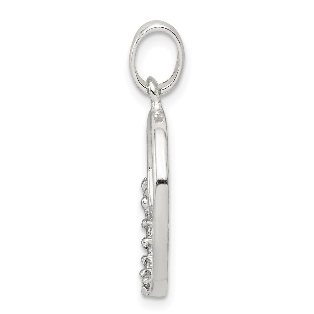 Sterling Silver Cz Letter O Initial Pendant