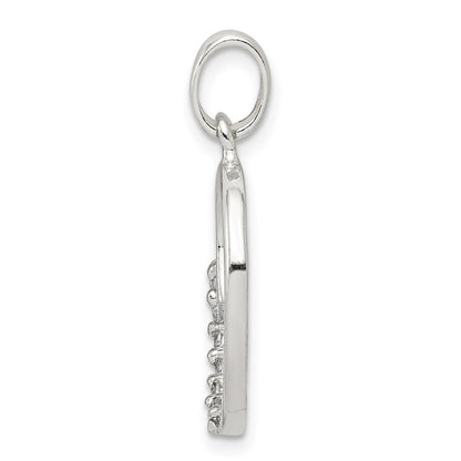 Sterling Silver Cz Letter O Initial Pendant