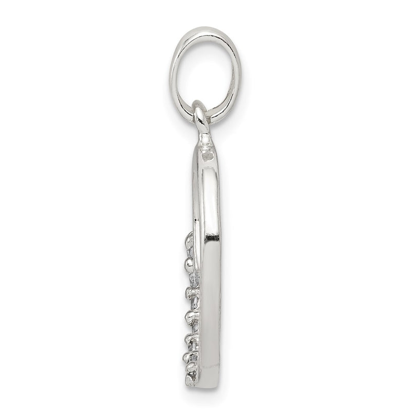 Sterling Silver Cz Letter O Initial Pendant