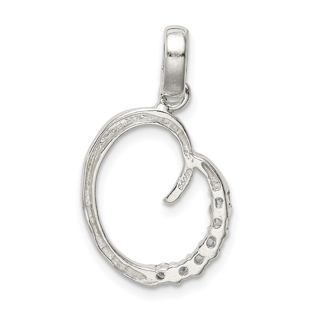 Sterling Silver Cz Letter O Initial Pendant