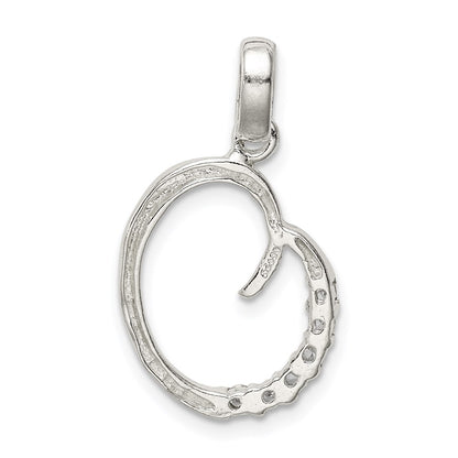 Sterling Silver Cz Letter O Initial Pendant