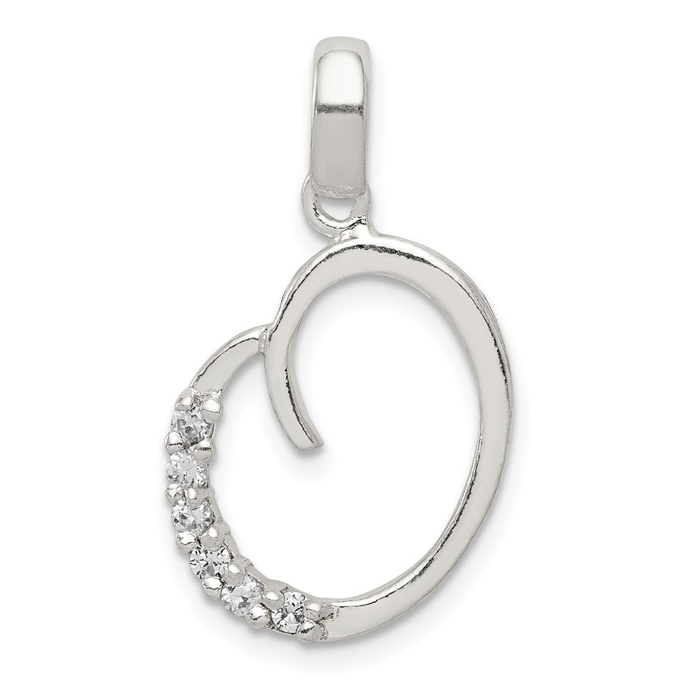 Sterling Silver Cz Letter O Initial Pendant