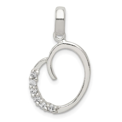 Sterling Silver Cz Letter O Initial Pendant