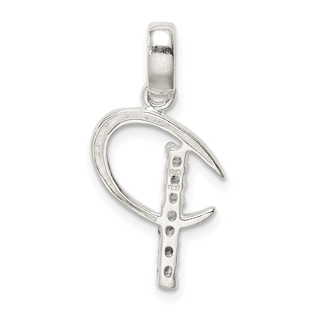 Sterling Silver Cz Letter P Initial Pendant