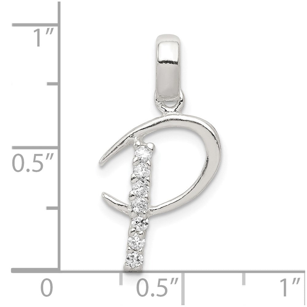 Sterling Silver Cz Letter P Initial Pendant