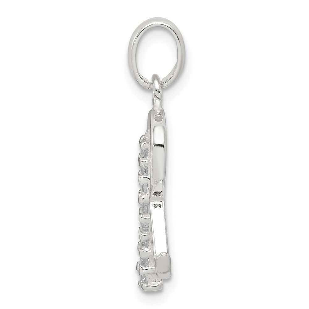 Sterling Silver Cz Letter R Initial Pendant