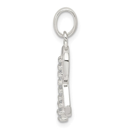 Sterling Silver Cz Letter R Initial Pendant