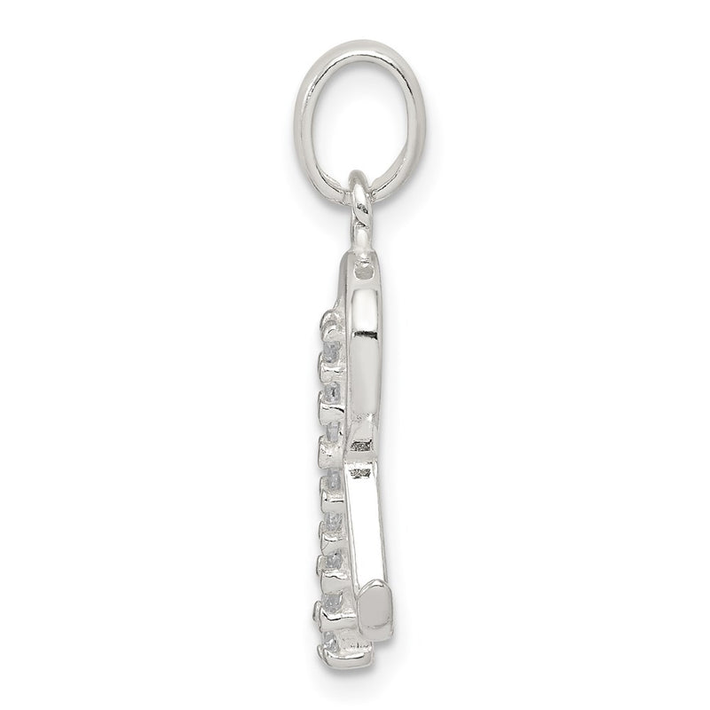 Sterling Silver Cz Letter R Initial Pendant