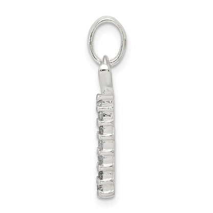 Sterling Silver Cz Letter T Initial Pendant
