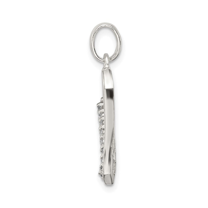 Sterling Silver Cz Letter V Initial Pendant