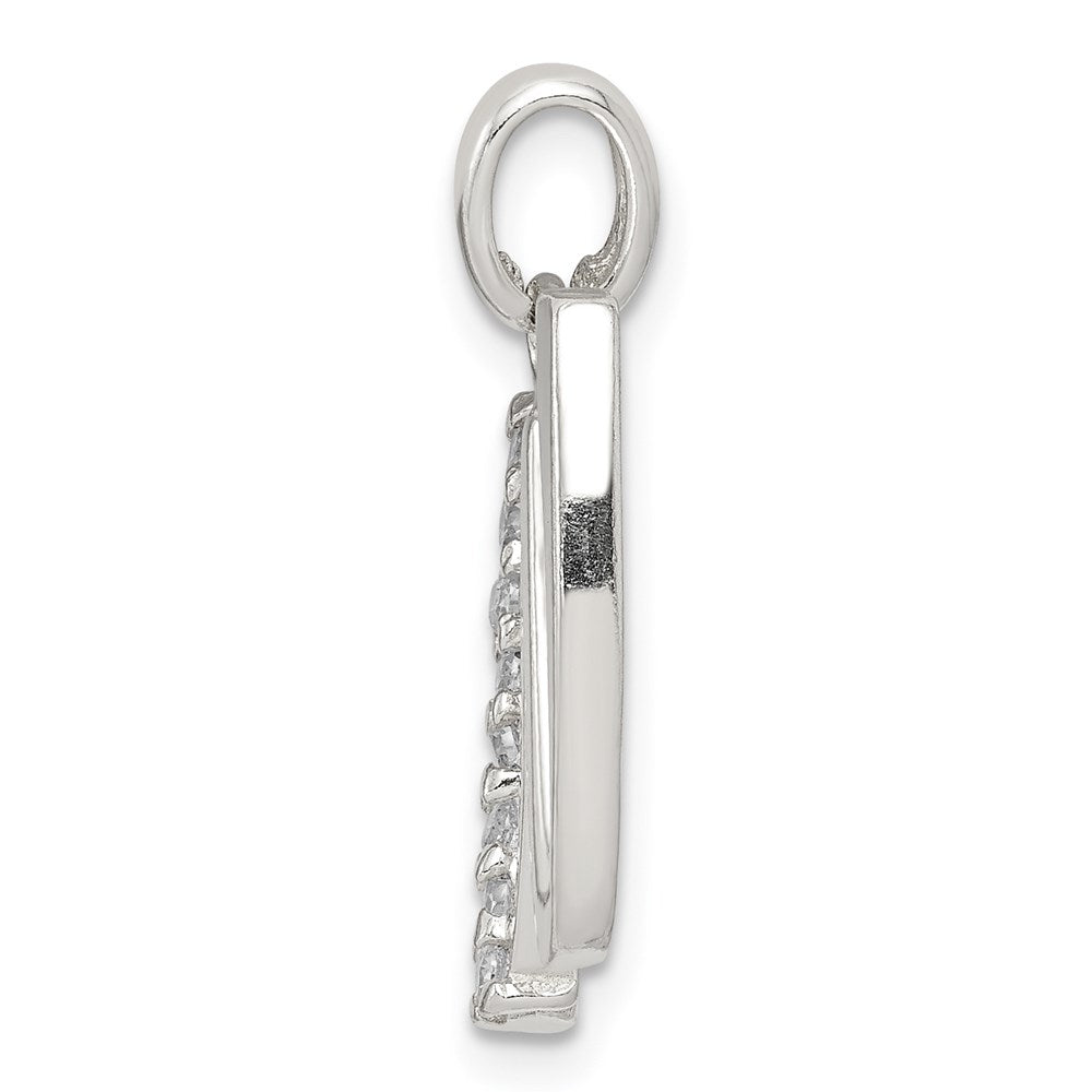 Sterling Silver Cz Letter W Initial Pendant
