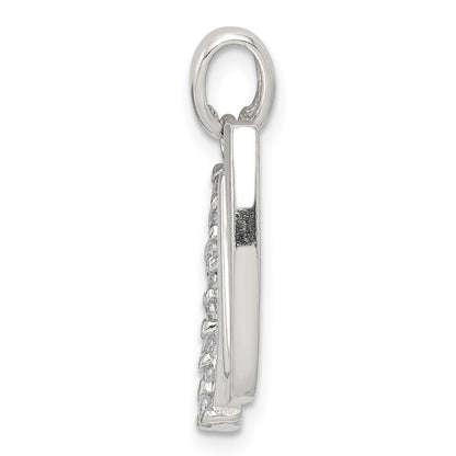 Sterling Silver Cz Letter W Initial Pendant