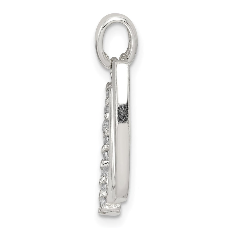 Sterling Silver Cz Letter W Initial Pendant