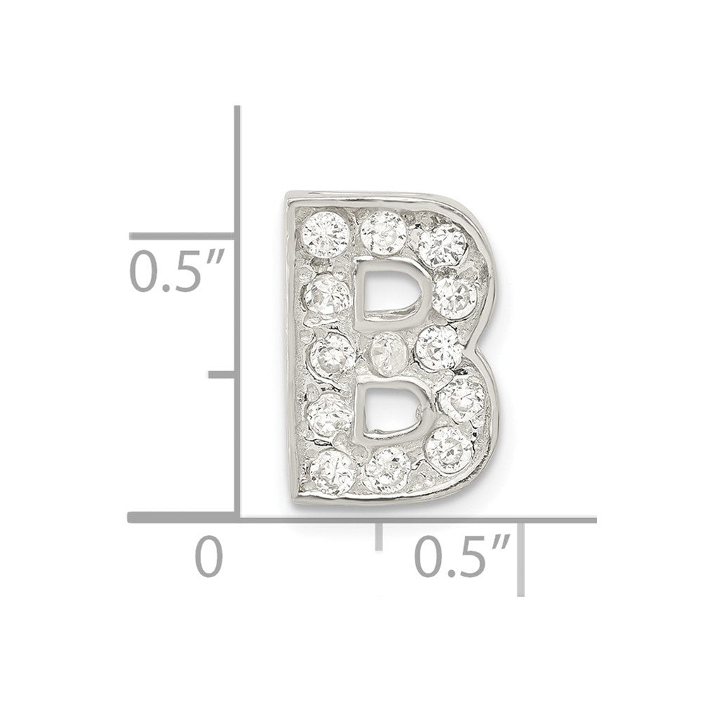 Sterling Silver Cz Initial B Charm