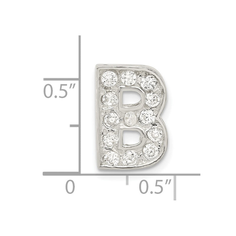 Sterling Silver Cz Initial B Charm