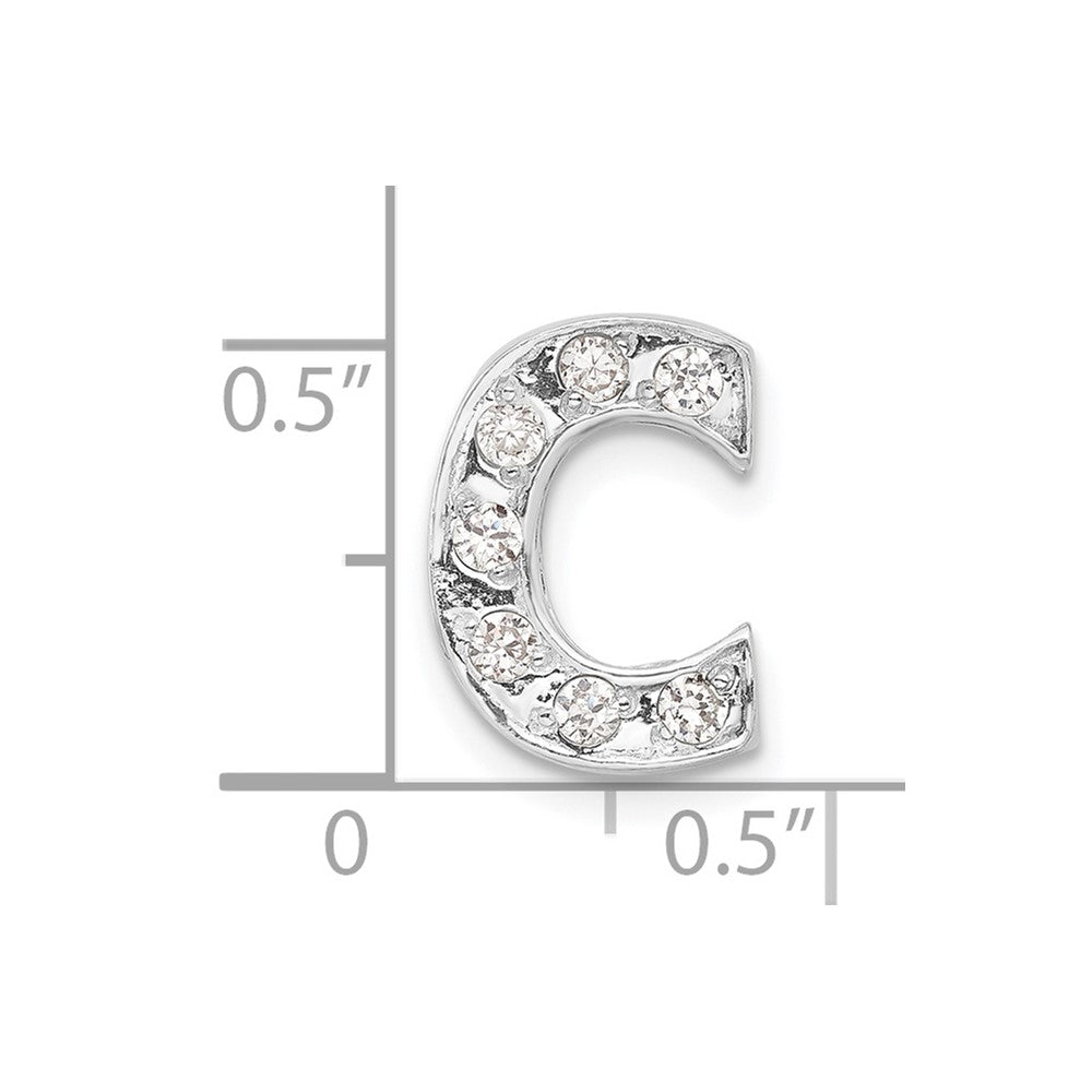 Sterling Silver Cz Initial C Charm