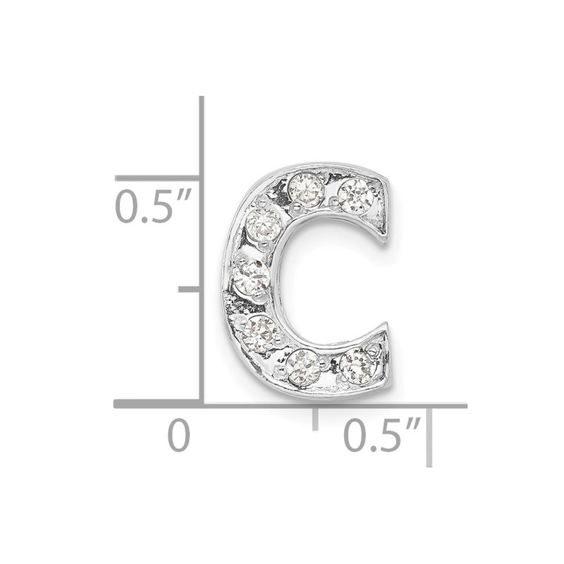 Sterling Silver Cz Initial C Charm