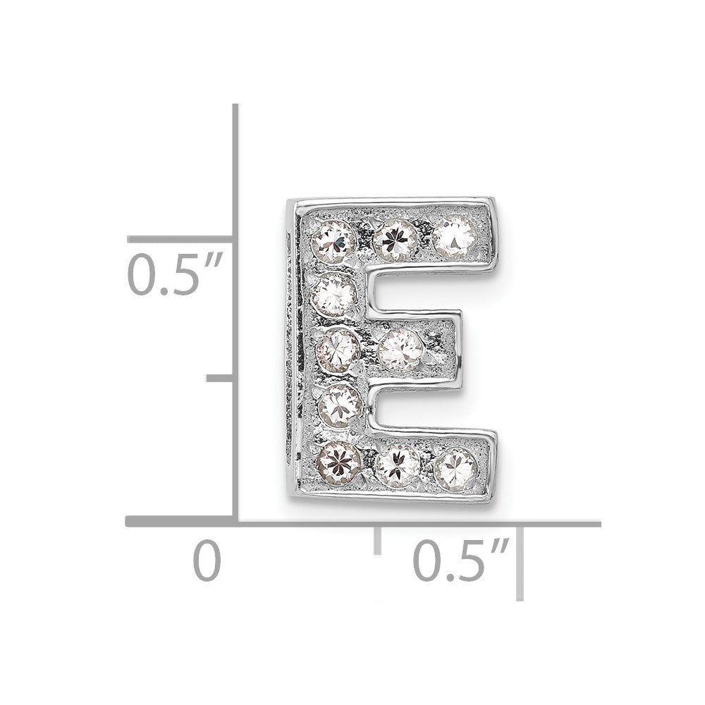 Sterling Silver Cz Initial E Charm