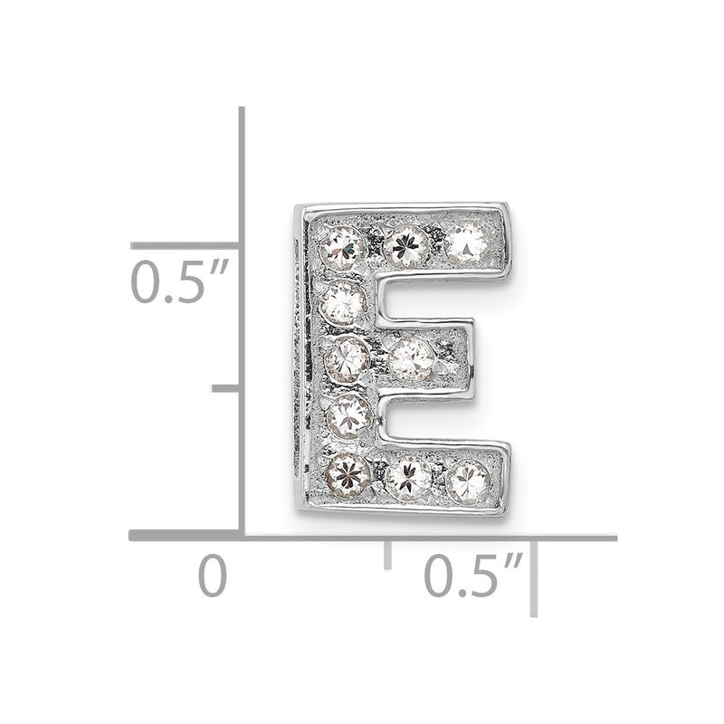 Sterling Silver Cz Initial E Charm
