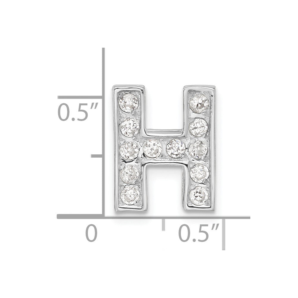 Sterling Silver Cz Initial H Charm