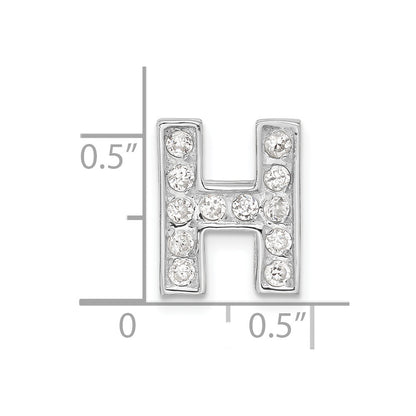Sterling Silver Cz Initial H Charm
