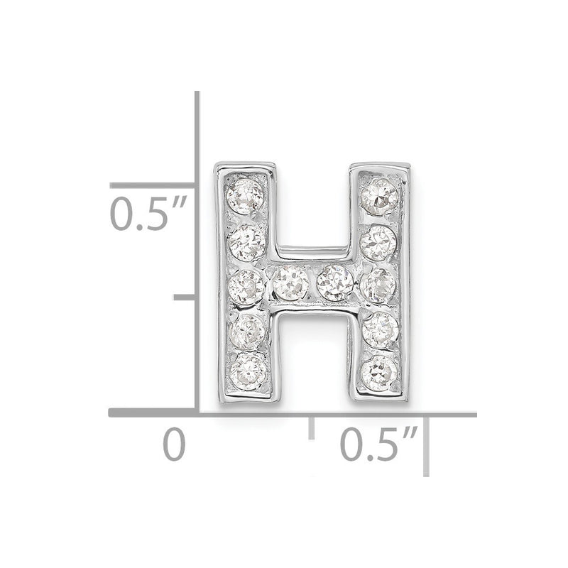 Sterling Silver Cz Initial H Charm