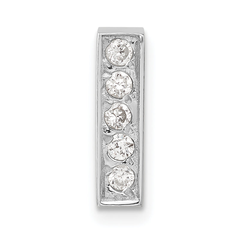 Sterling Silver Cz Initial I Charm