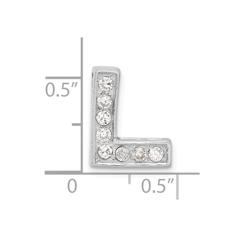 Sterling Silver Cz Initial L Charm