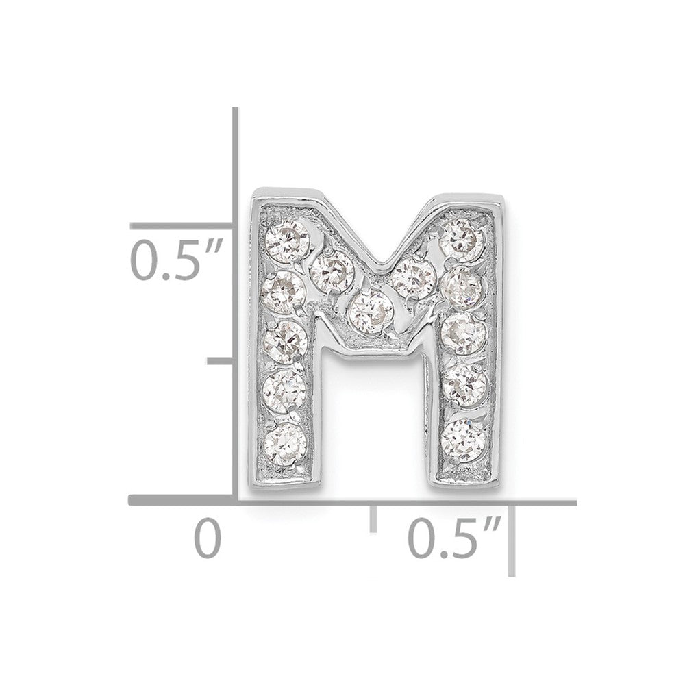 Sterling Silver Cz Initial M Charm