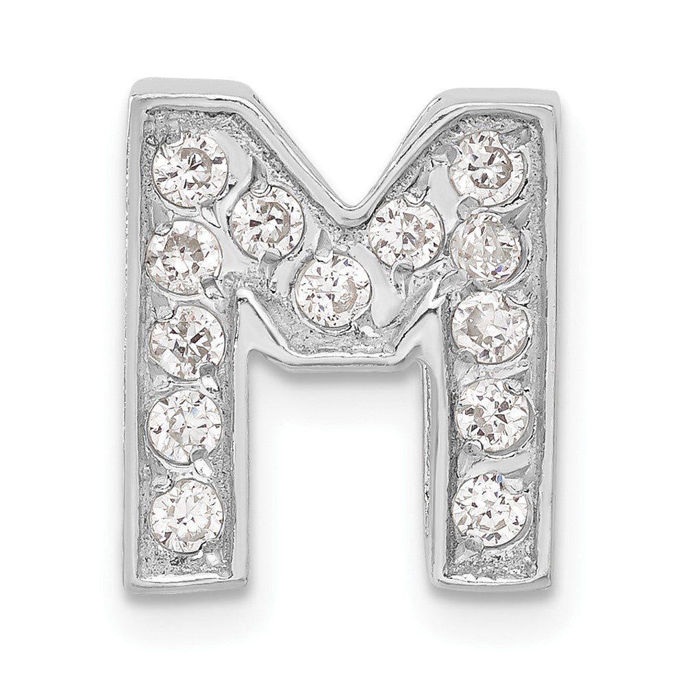 Sterling Silver Cz Initial M Charm
