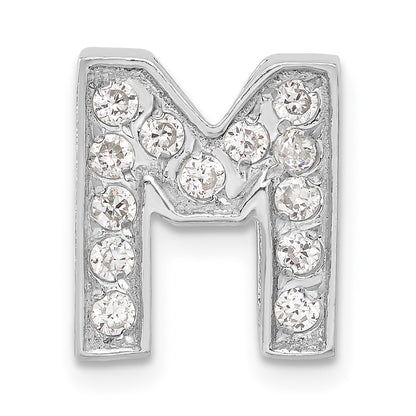 Sterling Silver Cz Initial M Charm