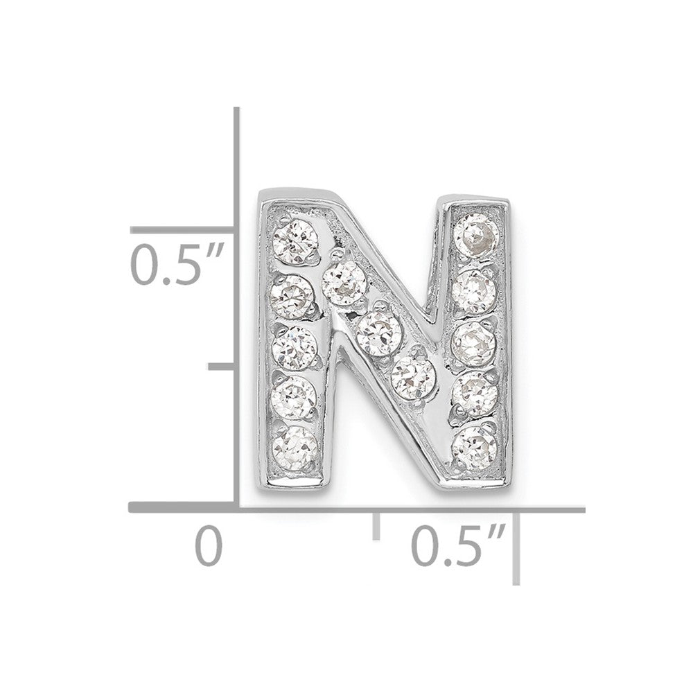 Sterling Silver Cz Initial N Charm