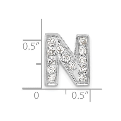 Sterling Silver Cz Initial N Charm