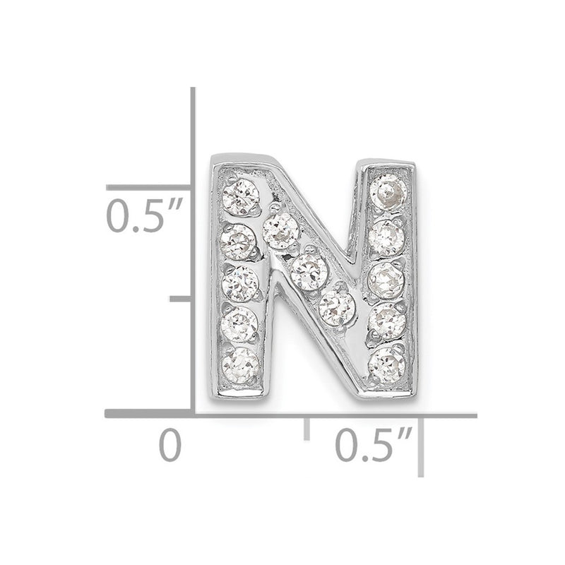 Sterling Silver Cz Initial N Charm
