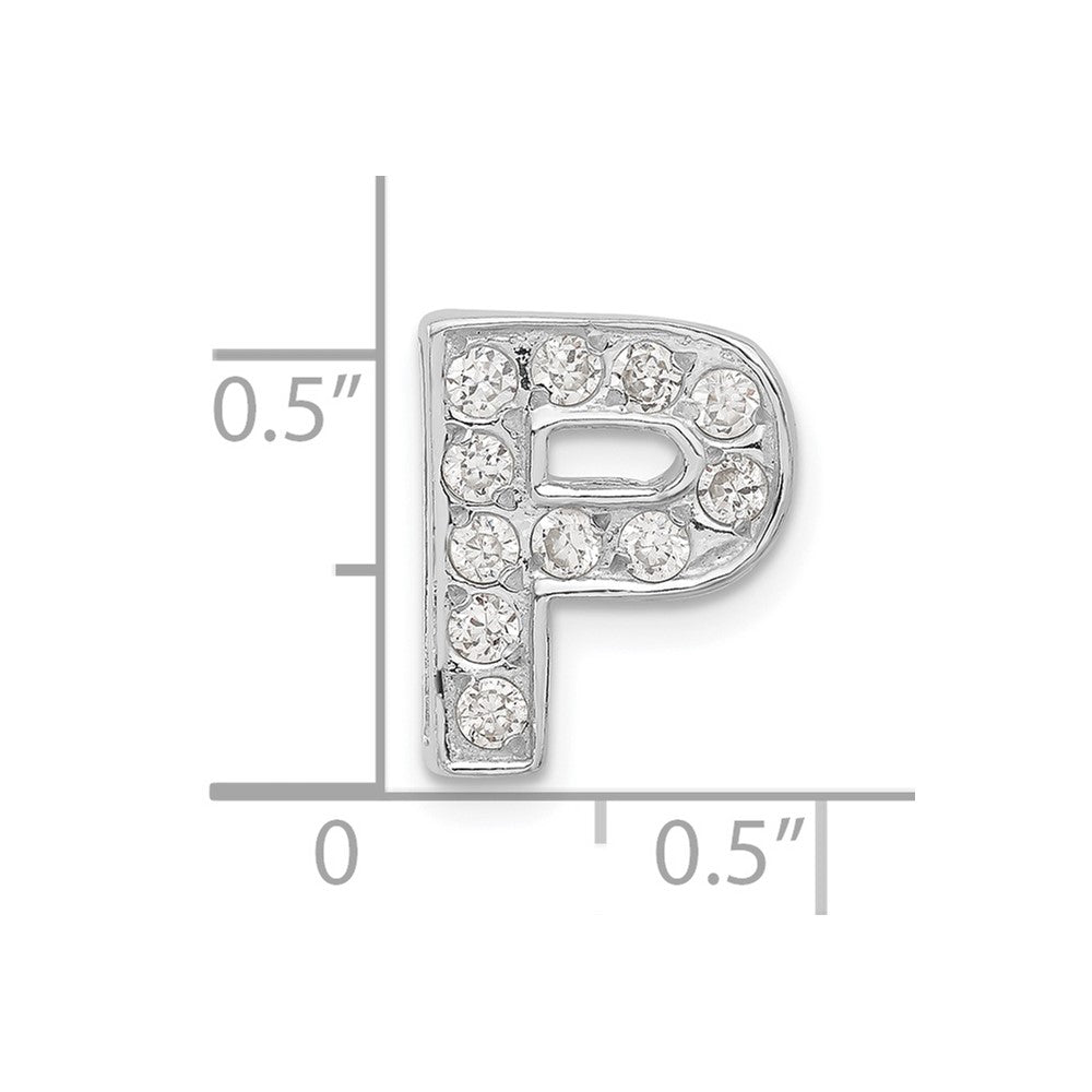 Sterling Silver Cz Initial P Charm