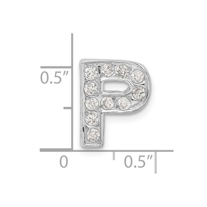 Sterling Silver Cz Initial P Charm