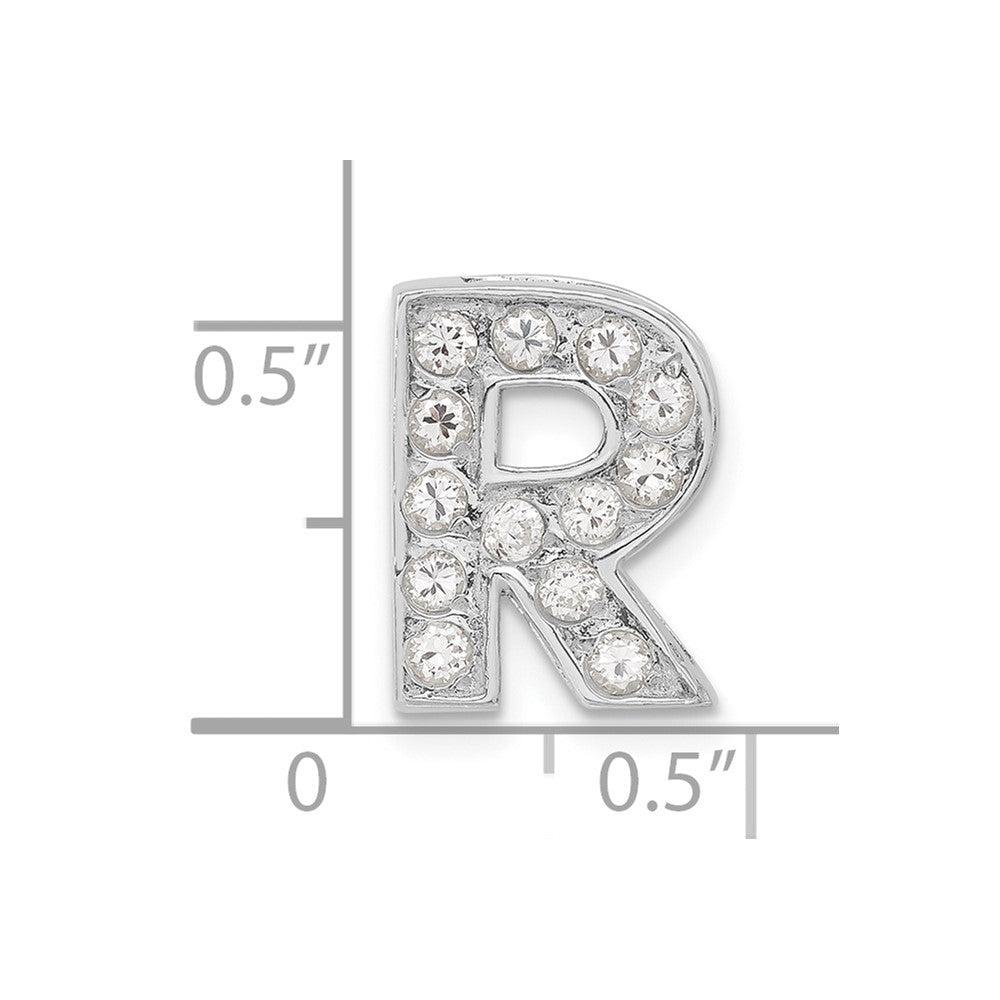 Sterling Silver Cz Initial R Charm