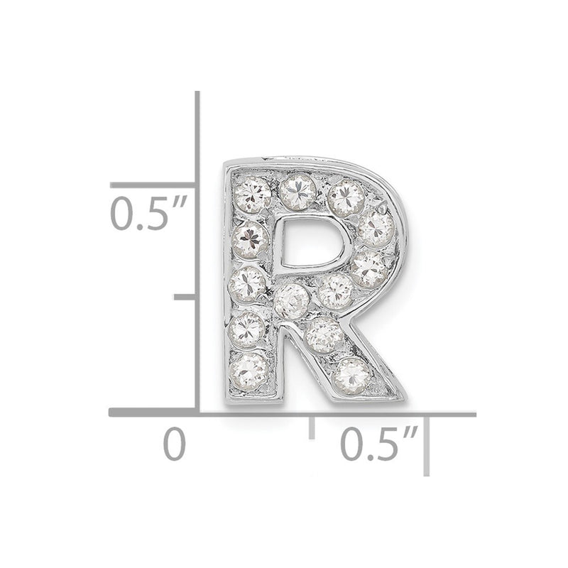 Sterling Silver Cz Initial R Charm