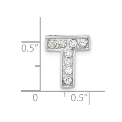 Sterling Silver Cz Initial T Charm