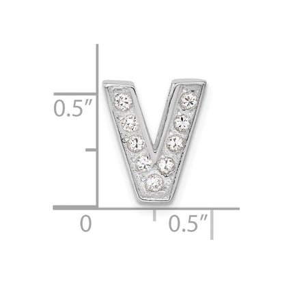 Sterling Silver Cz Initial V Charm