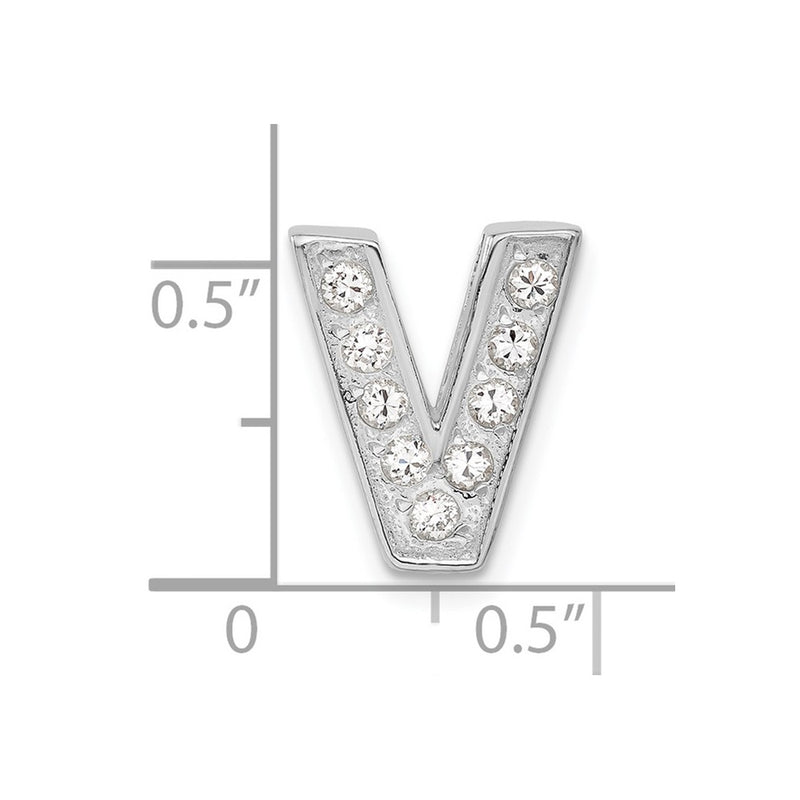 Sterling Silver Cz Initial V Charm