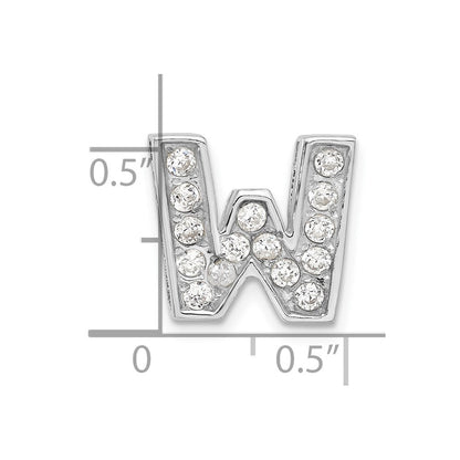Sterling Silver Cz Initial W Charm