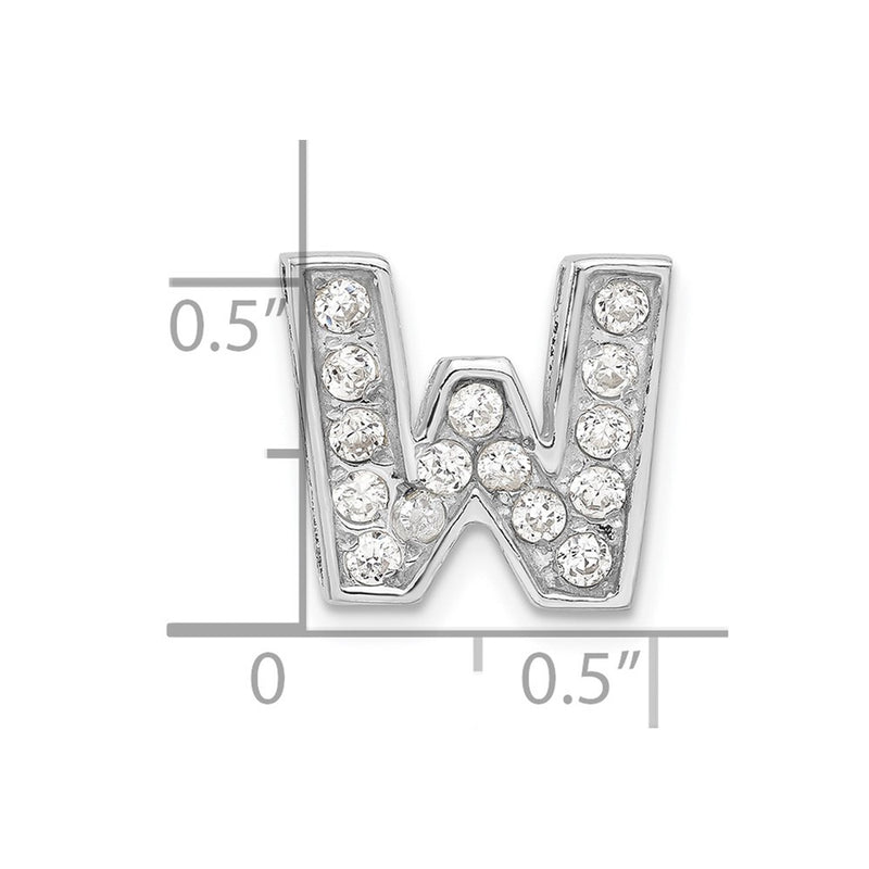 Sterling Silver Cz Initial W Charm