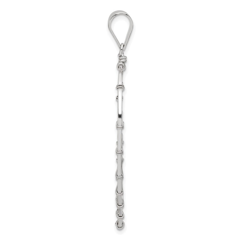 Sterling Silver Polished Wire Leaf Pendant