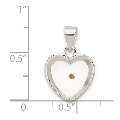 Sterling Silver Rhodium-Plated Enameled Mustard Seed Heart Pendant
